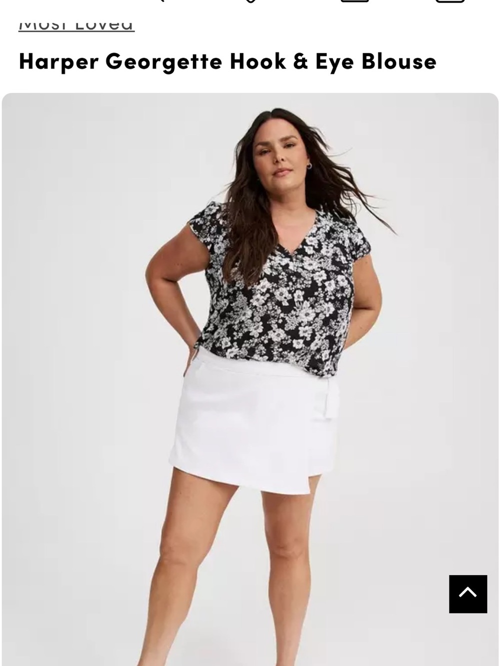 torrid Harper Georgette Black and White Floral V-Neck Top